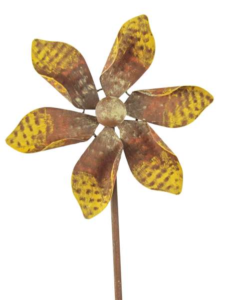 Zeitloses Windrad mit gelb-braunem Rotor ca. 130 cm - Gartendekoration